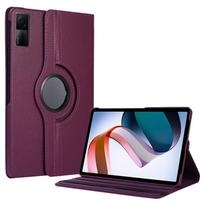 360 laipsnių besisukantis dėklas, skirtas Xiaomi RedMi Pad SE 11 RedMi KPad stovas Laikiklis Dangtelis Xiaomi RedMi pad pad2 PU odos planšetės dėklai RedMi Pad 2 11inch violetinė