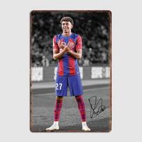 Lamine Yamal ir Messi Futbolo Žaidėjai Retro Plakatai Metalinė Plokštelė Plakatas Baro Interjeras Miegamojo Sienų Menas Namų Dekoras Kambario Dekoras 20x30cm（7.8x11.8inch） black
