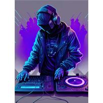 Neoninis dizainas, muzika, šaunus DJ ausinių plakatas, drobės paveikslas, abstraktus sienų menas, skirtas moderniam baro klubo kambario namų dekorui, be LED 30x45cm No Frame purple