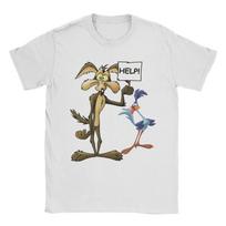 Wile E. Kojotas ir Paukštis Bėgikas T-shirt Vasaros Harajuku T-shirts Vyriški Medvilniniai Apvalia Kaklo Didelio Dydžio 5XL Marškinėliai Trumpomis Rankovėmis L gray