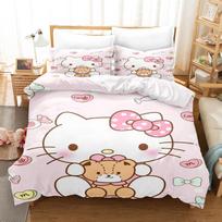 Hello Kitty Miegamojo Vaikų Patalynės Komplektas Antklodės Užvalkalas Komfortas Karalienės Dydžio Su Pagalvės Užvalkalu Kalėdinės Dovanos Namams EU Single(135*200cm)3pcs white