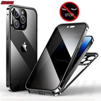Dvigubo stiklo apsaugos nuo smalsumo magnetinio adsorbcijos dėklas, skirtas IPhone 16 15 14 13 Pro Max 16Plus, su apsauginiu dangteliu kameros objektyvui For iphone 16Pro juoda