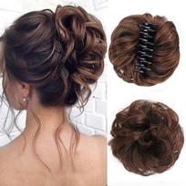 Sintetinių plaukų kuodelio žnyplės įsegamas chignon plaukų priauginimas garbanotas netvarkingas kuodelis arklio uodega plaukų priauginimai gumytė plaukų priedai moterims 1PC black