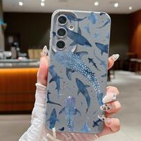 Animacinių ryklių dėklas Samsung Galaxy S25 S26 Ultra S24 Edge S24 S23 S22 S21 FE A17 A54 A15 A35 A55 A16 A37 A35 A56 A57 5G Galaxy S25 Ultra gray