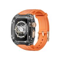 Skaidrus modifikavimo rinkinys Apple Watch Ultra 3 2 49mm Series 11 10 46mm 42mm PC+TPU dirželis Iwatch 9 8 7 45 41mm 40 44mm for Ultra 3 2 1 49mm orange