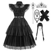 Wednesday Addams šeimos Cosplay tinklinė suknelė vakarui mergaitėms 130 cm black