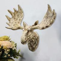 Briedžio galvos sieninė skulptūra Gyvūno figūrėlė 3D Miegamojo menas Svetainės dovanų amatai Laikiklis balta