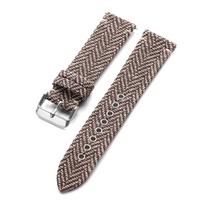 18mm 20mm 22mm Quick Release Weave Bracelet Vintage Genuine Leather Tweed Nylon Strap for Omega for Seiko Smartwatch Watch Band 18mm gray