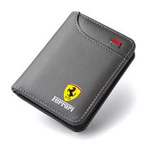 Automobilio emblemos minkšta piniginė odinė mini kortelių piniginė nešiojama maža piniginė Ferrari SP1 812 F40 SF90 458 488 599 612 FF F12 pilka