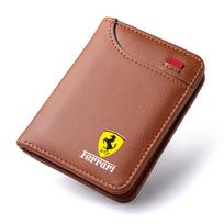 Automobilio emblemos minkšta piniginė odinė mini kortelių piniginė nešiojama maža piniginė Ferrari SP1 812 F40 SF90 458 488 599 612 FF F12 ruda