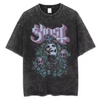 2026 Ghost Grupės Išplėštas Vintažinis Skeletas Roko Trumpomis Rankovėmis Apvalia Kaklo Y2k Marškinėliai Unisex Drabužiai Naujas Viršus & Marškinėliai Unisex Marškinėliai M žalia