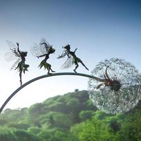 Fairies And Dandelions Dances Together Metal Garden Decoration Garden Decoration Mythical Garden Magical Collectable One Size gray