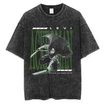 Attack on Titan Levi Ackerman  Atsisakyk savo svajonių  citata Vintažiniai skalbtaoversized marškinėliai | Unisex Anime gatvės aprangos marškinėliai S black