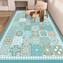 Spalvota languota PVC odos neslystanti grindų kilimėlis balkonui, virtuvės kilimėliai kojoms, atsparus aliejui, nešvarumams, lengvai valomas kilimas Tapis 50x80cm blue
