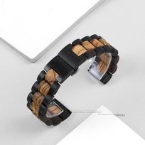 Medinė laikrodžio apyrankė Samsung Galaxy Watch6 5 4 3, Medinė apyrankė Huawei Watch GT2 GT3, Laikrodžio apyrankė Amazfit GTS, Apyrankė 20mm black