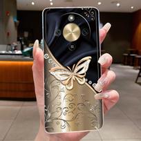 For Honor Magic 8 Lite dėklas Gražus gėlės ir drugelio silikoninis skaidrus galinis dangtelis Minkštas TPU telefono dėklas Honor Magic8 Lite 5G Funda Honor Magic8 Lite beige