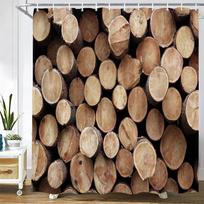 Šiaurietiško retro stiliaus medienos plokštės rašto 3D spausdinimo dušo užuolaida su kabliukais Poliesterio vandeniui atspari namų dekoravimo užuolaida 180X180cm W90H180(CM)-1 Pcs