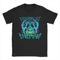 Space King Pagirk Būk Juokingi Marškinėliai Unisex Grynos Medvilnės Juokingi Marškinėliai Apvalia Kaklo Marškinėliai Trumpomis Rankovėmis Dideli Dydžiai 3XL blue