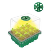 Nursery Pot with Light Growing Tray Drain Holes Reusable Humidity Domes Practical Green 12 Slots yellow