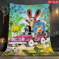 Krtek Mažasis kurmis Burlaivis Flanelinis pledas, Vaikams Animacinis metamas pledas lovai, sofai 80cm x 120cm