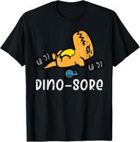 Vintage Hot Sale Gym Workout Dino Sore Exercise Fitness Boys Kids Women Men T-Shirt Cotton Sport Top Short Sleeve Tee 5XL įvairiaspalvis