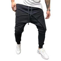 Vyriškos Harem kelnės Vienspalvės Ankle Tied Streetwear Hip Hop Dvisluoksnės Laisvos Kelionėms L juoda