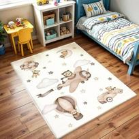 Animacinis Lokys Lėktuvas Raštuotas Vaikų Kilimas Karšto Oro Balionas Vaikų Kilimėlis Mergaitėms Berniukams Dovana Neslystantis Veiklos Kilimas Vaikų Kilimas Rudi Kilimėliai 50X80cm