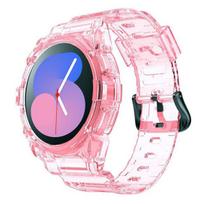 Transparent Band+Case for Samsung Galaxy Watch 5/4 40mm 44mm Accessorie Clear Case+sport bracelet Galaxy Watch 4 strap wristband Galaxy 5 40mm skaidri rausva spalva