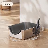 Large Stainless Steel Enclosed Cat Litter Box - Odor Blocking, Splash Proof, Easy Clean, Anti-Tracking Litter Scoop + Non-Slip Stickers beige