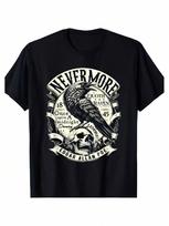 Edgar Allan Poe Nevermore Raven Graphic Tee, Soft & Breathable, Casual Crew Neck T-Shirt For unisex And Wounisex - Perfect For All Seasons_1ww 5XL įvairiaspalvis