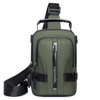 Daugiafunkcinis Crossbody krepšys Vyriškas USB įkrovimo krūtinės paketas trumpos kelionės žinutės krūtinės krepšys, atsparus vandeniui didelės talpos pečių krepšys žalia