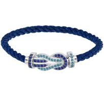 Didelis nerūdijančio plieno deimantais inkrustuotas Fred Ben Ming Nian poros apyrankė 17cm (Hand circumference up to 16cm) blue