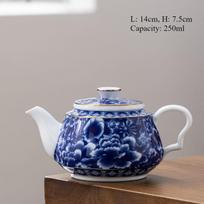 Jingdezhen mėlynos ir baltos spalvos porcelianinis arbatinukas, kinų Kungfu arbatos rinkinys, buitinis keramikinis puodas Puer, tarnybinis virdulys, mielas arbatos indas gray