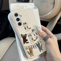 Cartoon Cat Phone Case For Samsung A57 A37 A56 5G A16 A17 A55 A36 A53 A35 A34 A06 A07 A26 S26 Ultra S25 FE S24 Silicone Cover Galaxy A16 5G