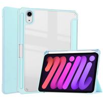 For iPad Mini 7 6 8.3'' with Pencil Holder-[Tri-fold Stand + Auto Wake/Sleep], High-grade Acrylic Case Transparent Back Cover For iPad Mini 6