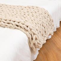 Rankų darbo stambių siūlų pledas Chenille megztas metamas pledas sofai Minkštas šiltas fotografijos rekvizitas 60x60cm beige