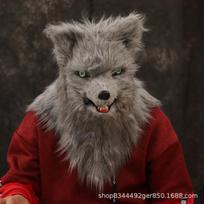 Nauja gyvūno lapės galvos apdangalo pliušinė kaukė su atidaroma burna, tinkama baro Helovino pasirodymams Plush Fox（Gray）