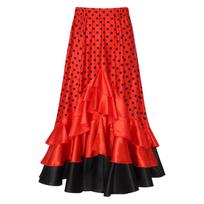 Girls Spanish Flamenco Polka Dot Ruffle Skirt Elastic Waistband Layered Ruffled Dance Costume 11-12 Years raudona