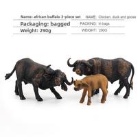 Afrikos laukinės gamtos PVC modelių kolekcija Vabzdžių figūrėlės Švietimo ir gamtos entuziastams Water Buffalo Set  black