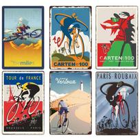 D Buto Metalo Ženklas Vintažinis Dviračių Sportas Skardos Ženklų Rinkinys Retro Dviračio Tour de France Lenktyninis Road Bike Sienos Meno Dekoras 20x30cm（7.8x11.8inch） multi