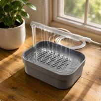 Automatinė paukščių dušo vonelė su cirkuliuojančiu vandeniu papūgoms, meilės paukščiams, paukščių vonelė, maitinama per USB Bird Bath a gray