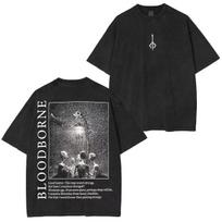 Bloodborne Ludwig Prakeiktasis Šventasis Ašmuo Grim Marškinėliai Medžiotojas ir Žibintas Žinianešiai Oversize Išplauti Vasaros Atsitiktiniai Streetwear Trumpomis Rankovėmis S gray