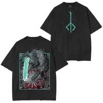 Bloodborne Ludwig Prakeiktasis Šventasis Ašmuo Grim Marškinėliai Medžiotojas ir Žibintas Žinianešiai Oversize Išplauti Vasaros Atsitiktiniai Streetwear Trumpomis Rankovėmis L black