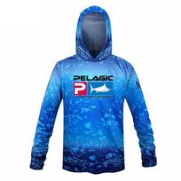 Pelagic Men's Long Sleeve Fishing Suit Hooded Sunscreen Fishing Suit Luya Fishing Sea Fishing Hooded Fishing Suit S blue