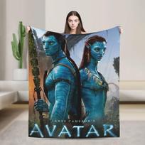 Avatars Blue Na'vi Neytiri Poster Bedding Throws Soft Comfy Blanket For Couch Chair Plane Travel Flannel Bedspread Bed Cover Size: 75*100cm, Weight: 320 GSM black