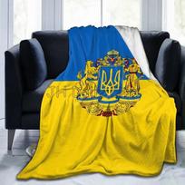 Ukrainos vėliava Flanelės vilnos pledas Nešiojamas šiltas minkštas jaukus pledas Lengvas lovatiesė namams biurui kelionėms iškylai Size: 75*100cm, Weight: 230 GSM