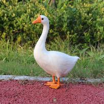Plunksnuotos žąsies modelis, tikros plunksnos, imitacinis ornamentas, sudėtingos detalės, sodybos gyvūno dekoras 38-25cm white