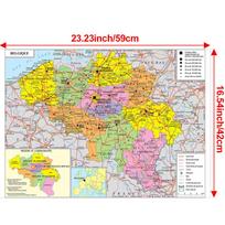 Belgijos sienos žemėlapio plakatas mokyklos klasės geografijai, edukacinis informacinis šaltinis ir biuro studijų kambario dekoracija, prancūziška versija, plakatai 59*42cm yellow