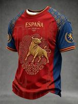 2026 Ispanijos rinktinės vėliava, sirgalių futbolo marškinėliai, Liūtas Retro 3D greitai džiūstantis sportinis laisvalaikio vyriškas viršutinis drabužis T-shirt 6XL
