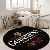 Guinness Draught Vintažinis Logotipas Apvalus Kilimas Juodas Grunge Spaudinys Neslystantis Apvalus Grindų Kilimėlis Baras Vyro Urvas Žaidimų Kėdė Namų Dekoras Kilimas 60x60cm( 15x23in ) gray